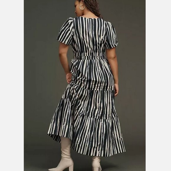 Anthropologie 2X The Somerset Maxi Dress Carbon Black Stripes New Plus New - Picture 3 of 8